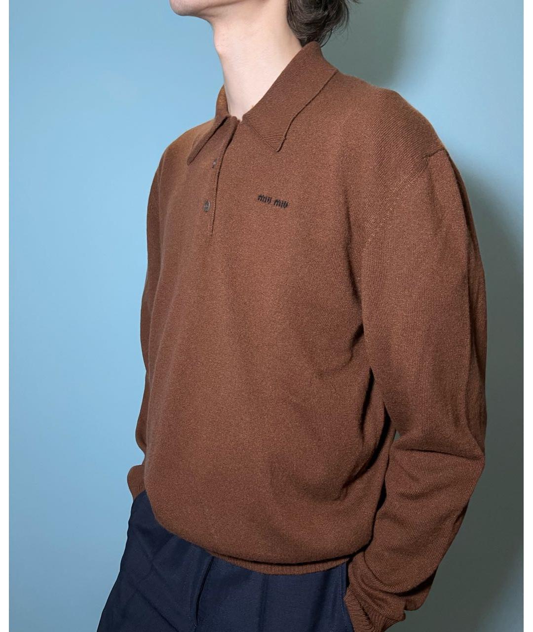 MIU MIU Коричневый кашемировый джемпер / свитер, фото 2
