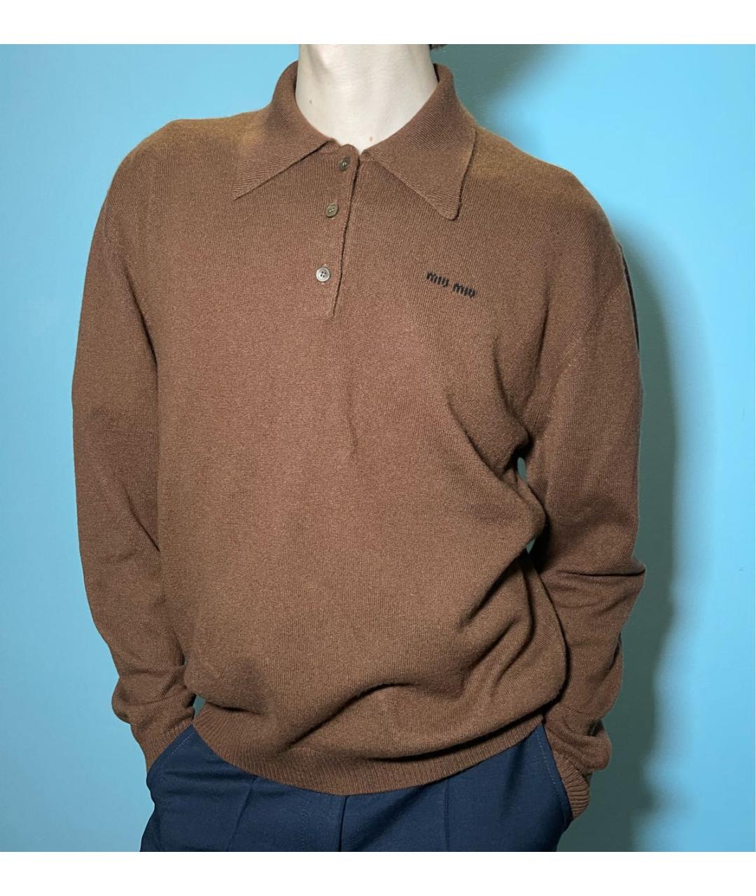 MIU MIU Коричневый кашемировый джемпер / свитер, фото 3
