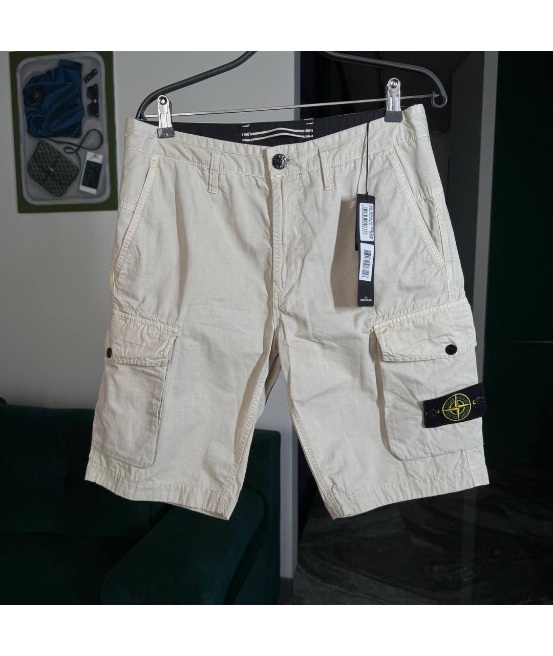 STONE ISLAND Белые хлопковые шорты, фото 5