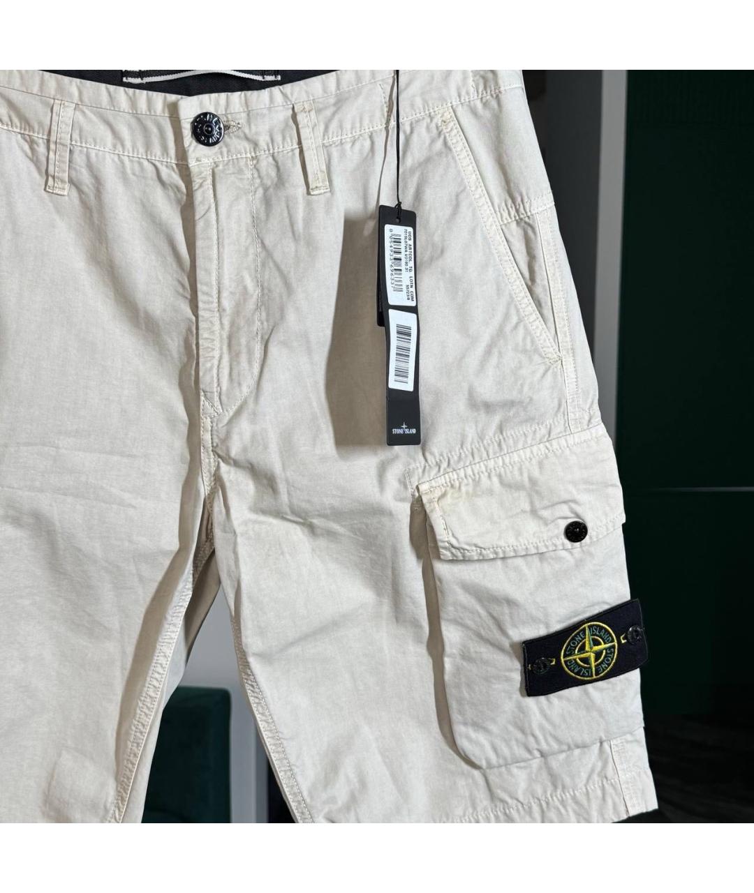 STONE ISLAND Белые хлопковые шорты, фото 2