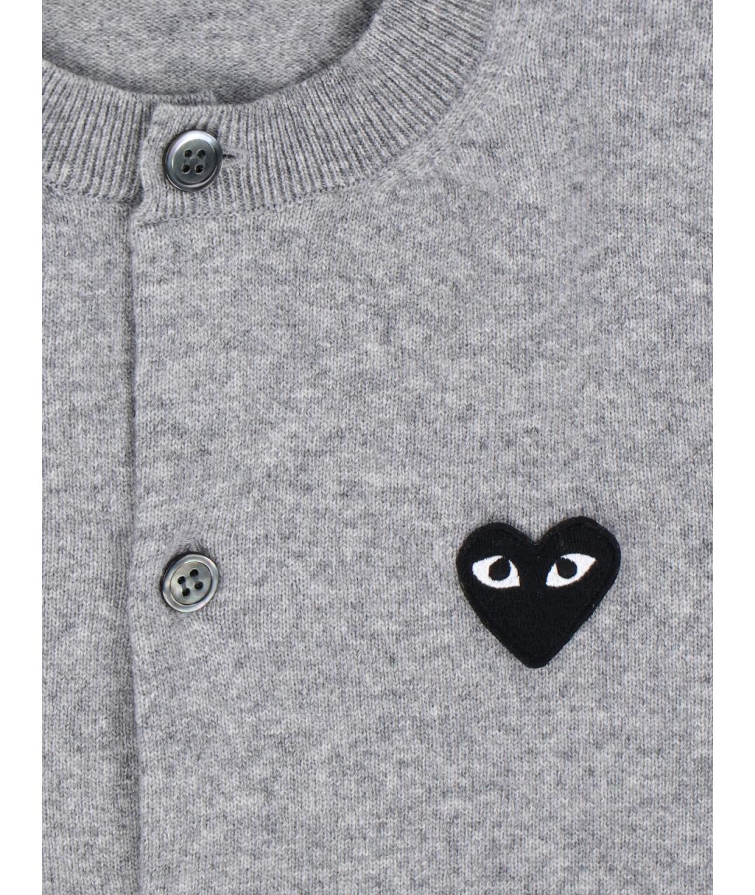 COMME DES GARÇONS PLAY Серый шерстяной кардиган, фото 3