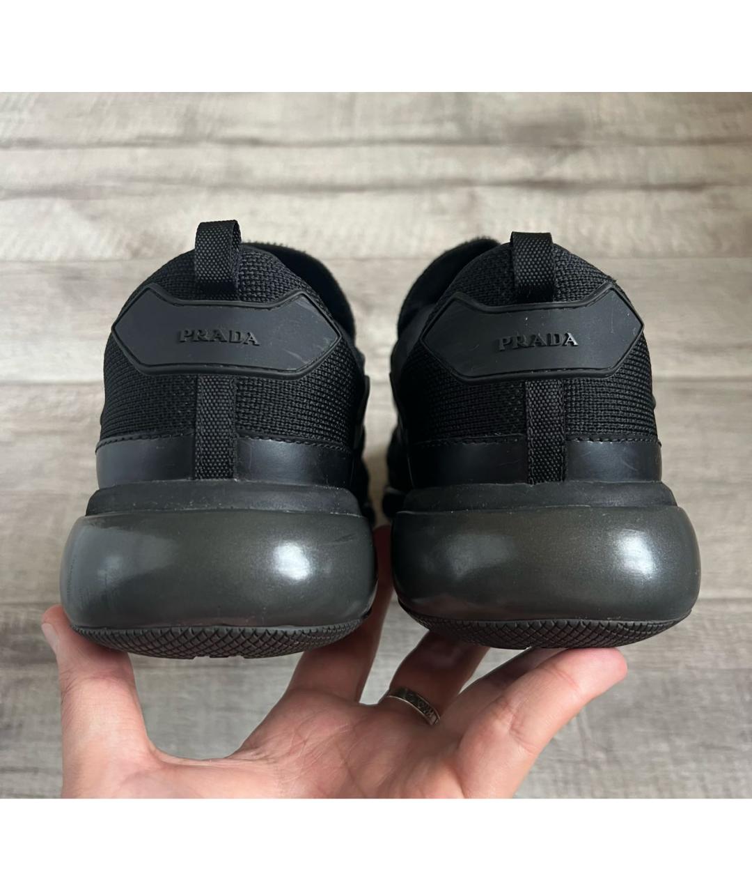 PRADA Черные низкие кроссовки / кеды, фото 6