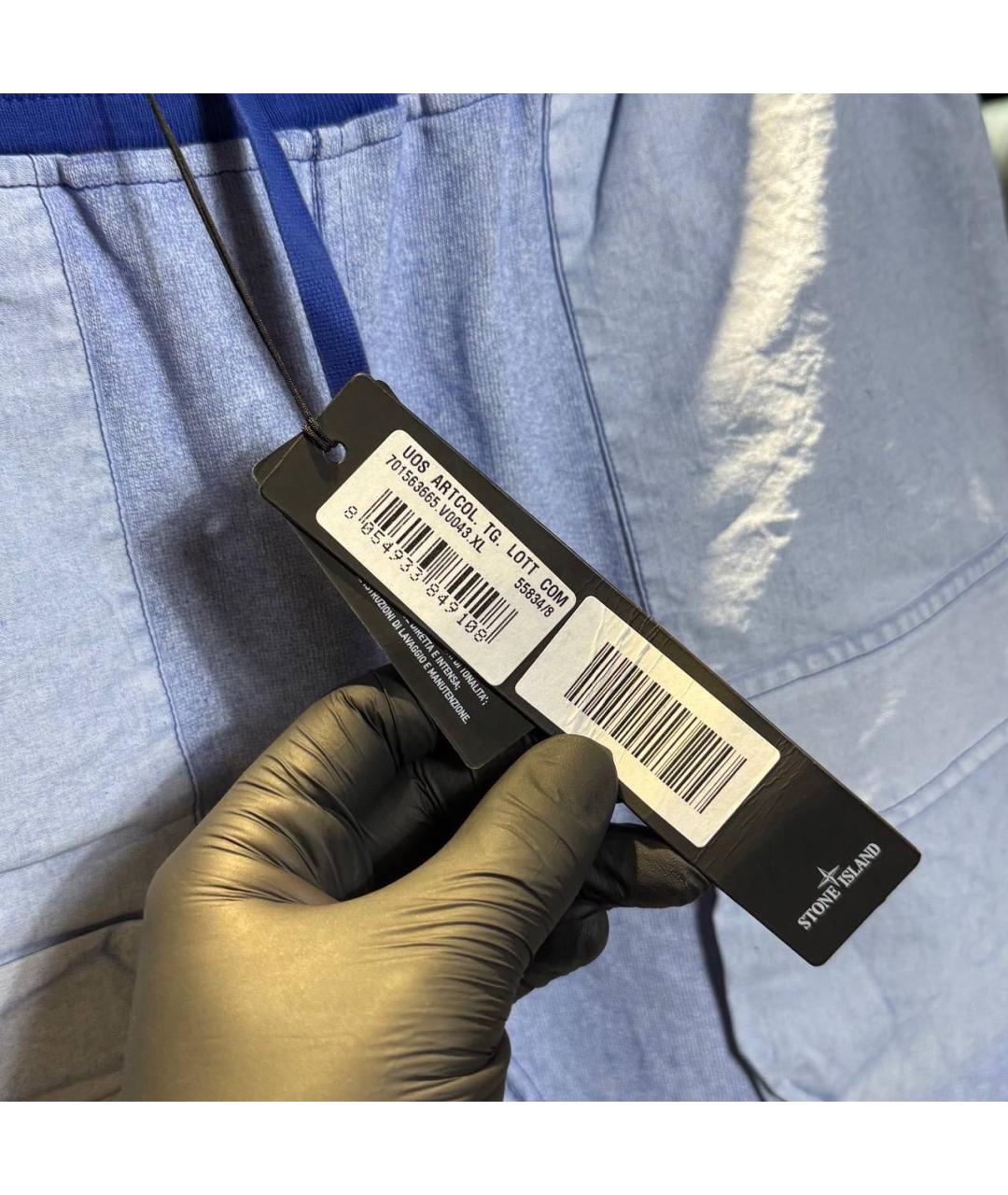 STONE ISLAND Голубые хлопковые шорты, фото 4