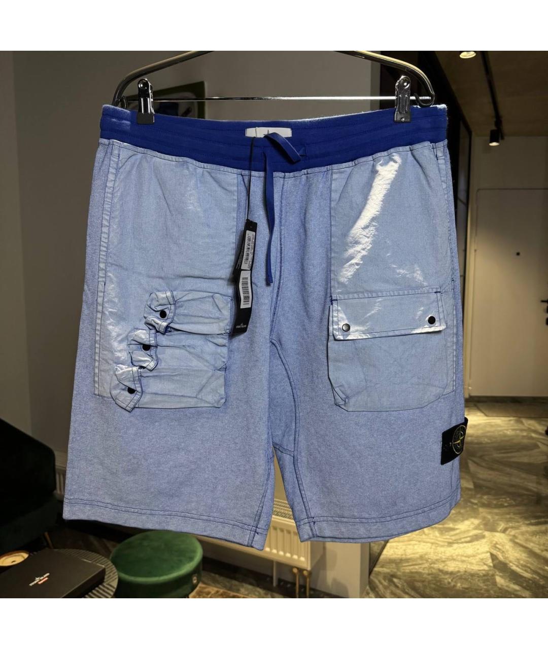 STONE ISLAND Голубые хлопковые шорты, фото 5