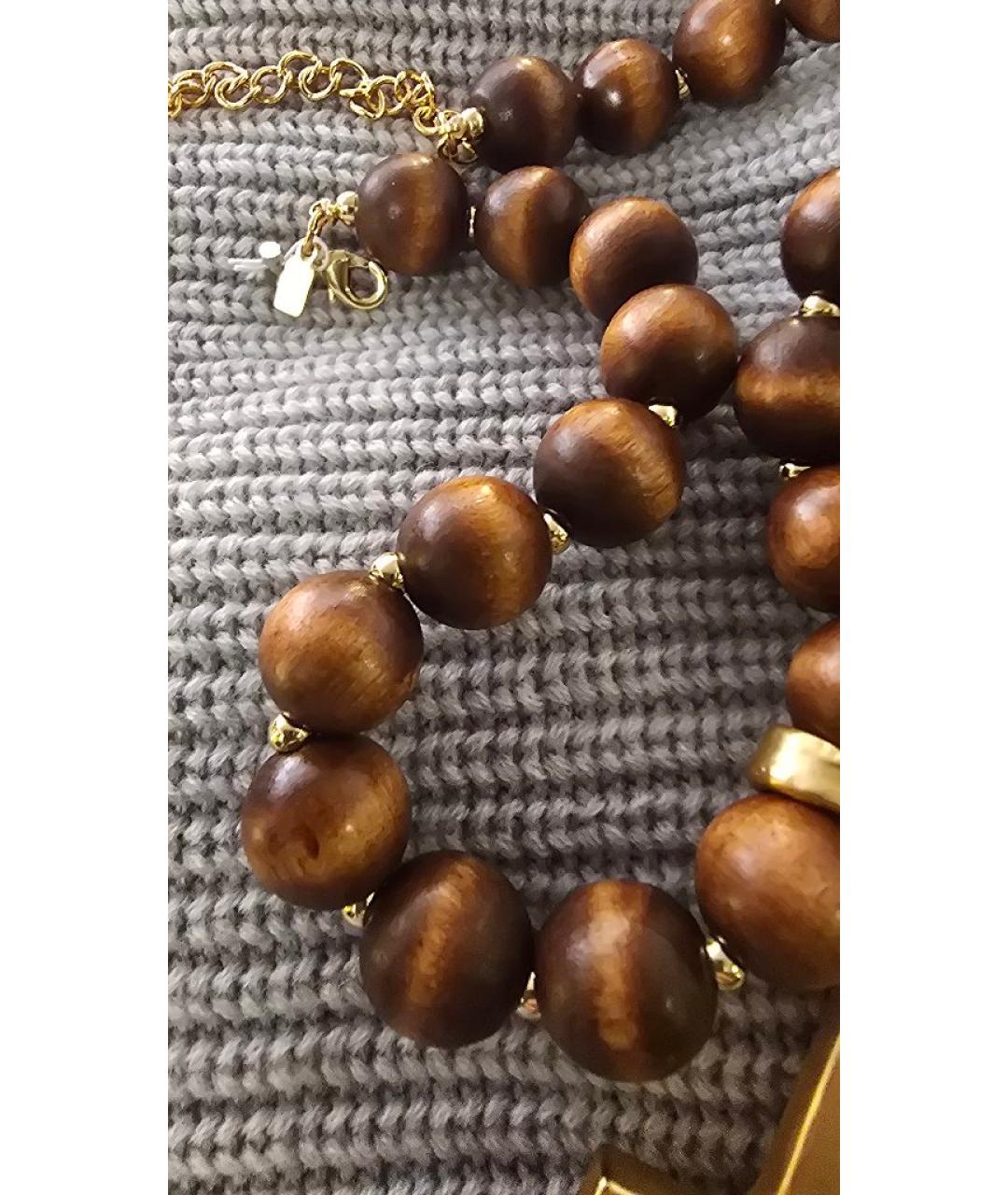 KENNETH JAY LANE Коричневое деревянное колье, фото 2