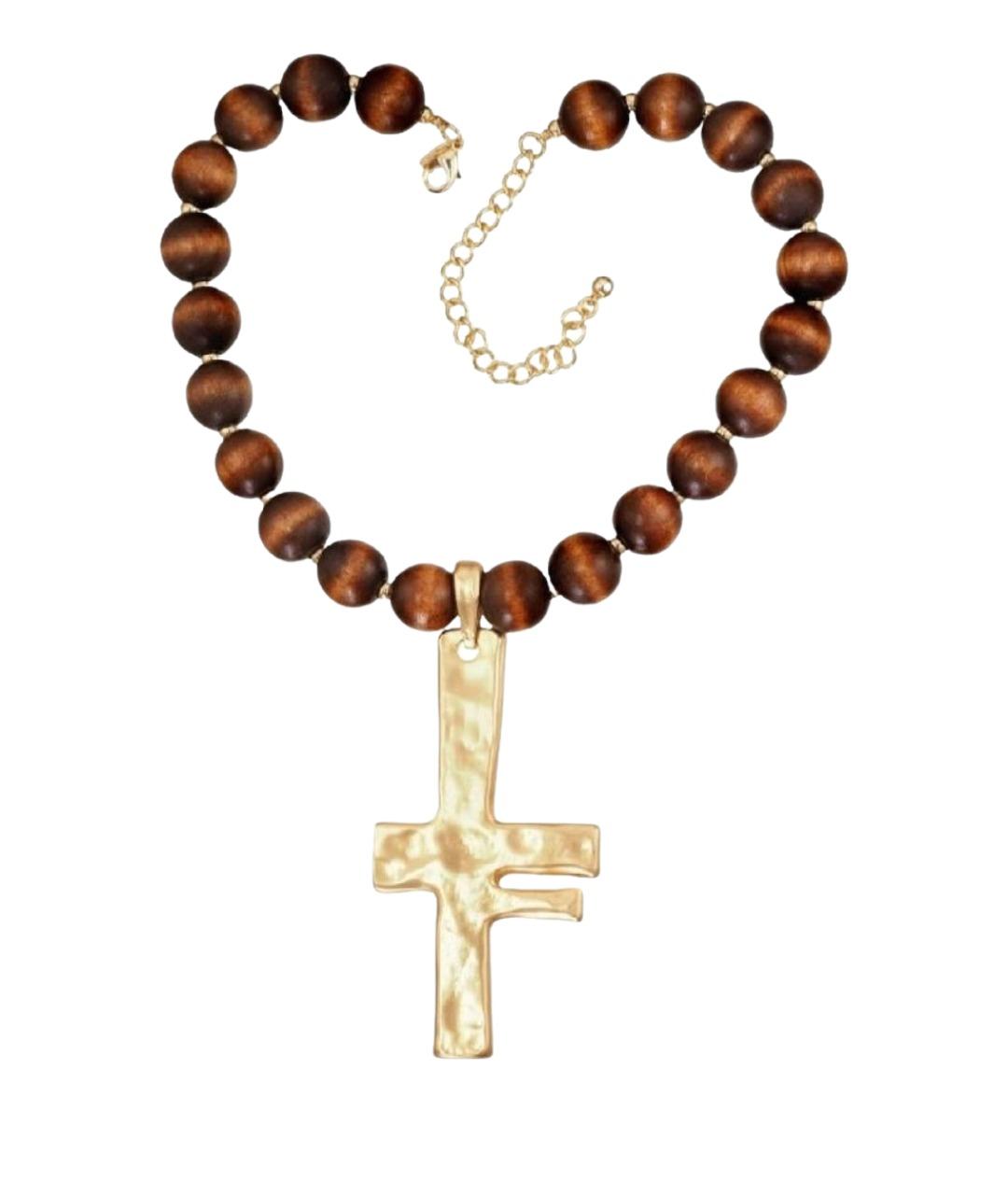 KENNETH JAY LANE Коричневое деревянное колье, фото 1