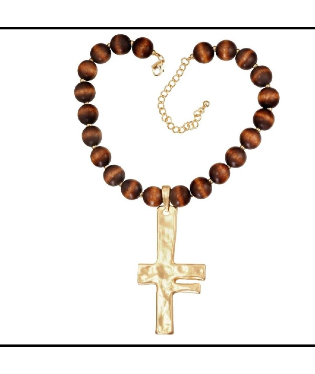 KENNETH JAY LANE Коричневое деревянное колье, фото 4