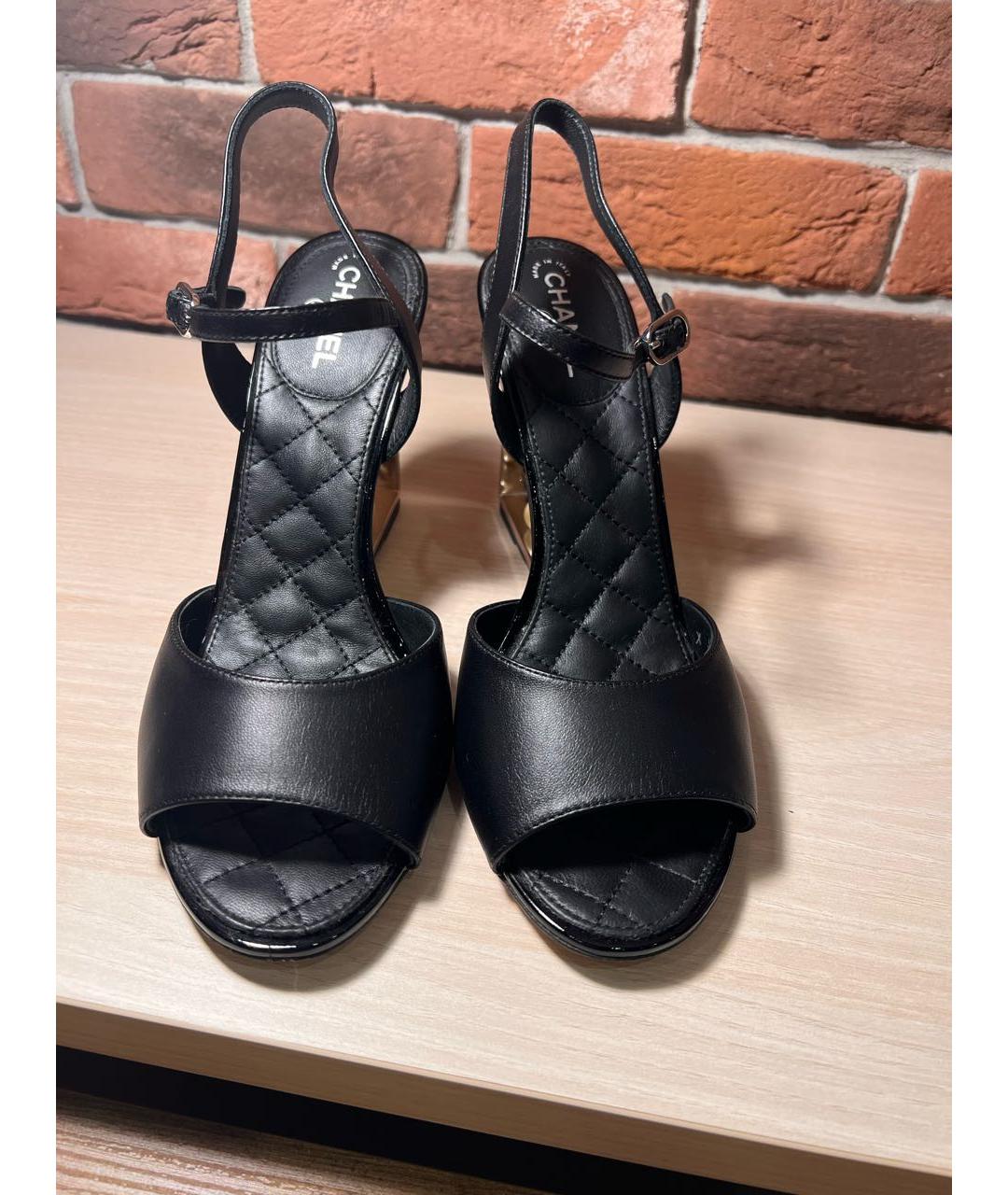 CHANEL Черные кожаные босоножки, фото 2