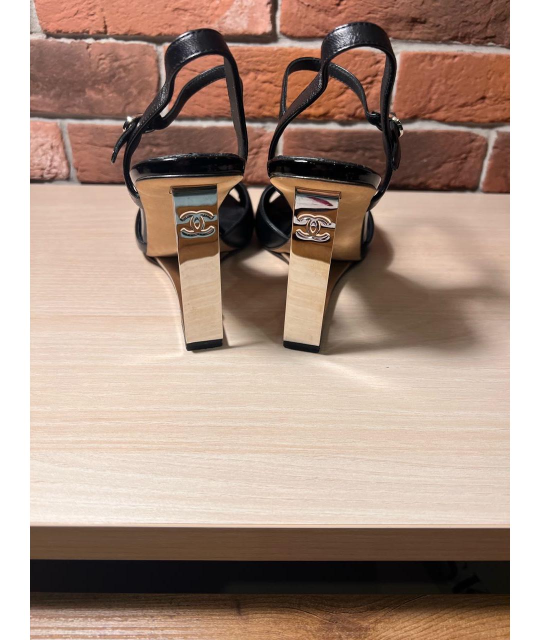 CHANEL Черные кожаные босоножки, фото 3