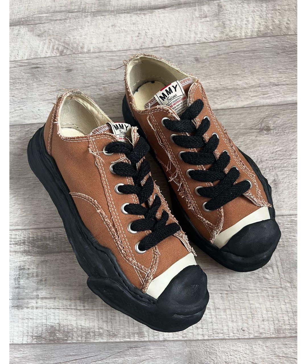 MAISON MIHARA YASUHIRO Коричневые текстильные низкие кроссовки / кеды, фото 9