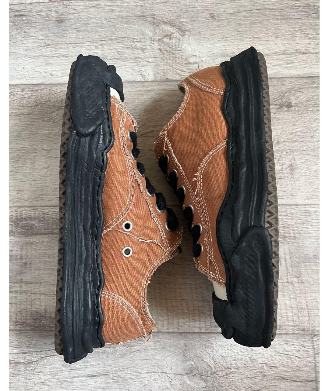 MAISON MIHARA YASUHIRO Коричневые текстильные низкие кроссовки / кеды, фото 4