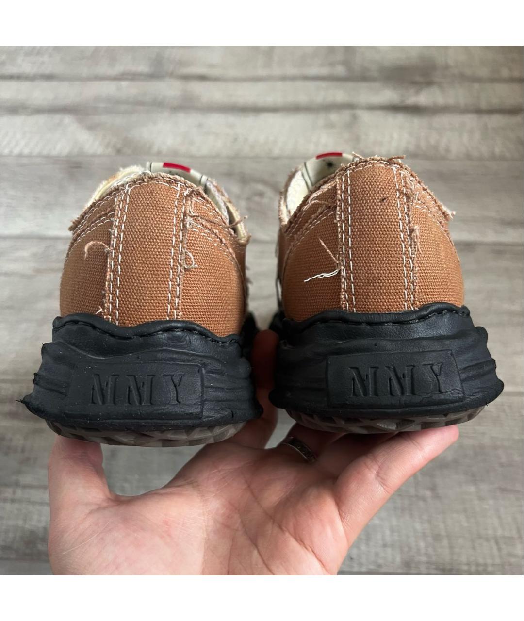 MAISON MIHARA YASUHIRO Коричневые текстильные низкие кроссовки / кеды, фото 5