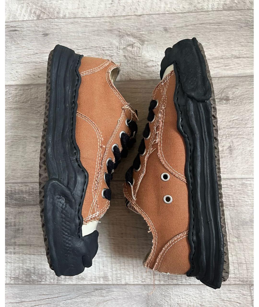 MAISON MIHARA YASUHIRO Коричневые текстильные низкие кроссовки / кеды, фото 3