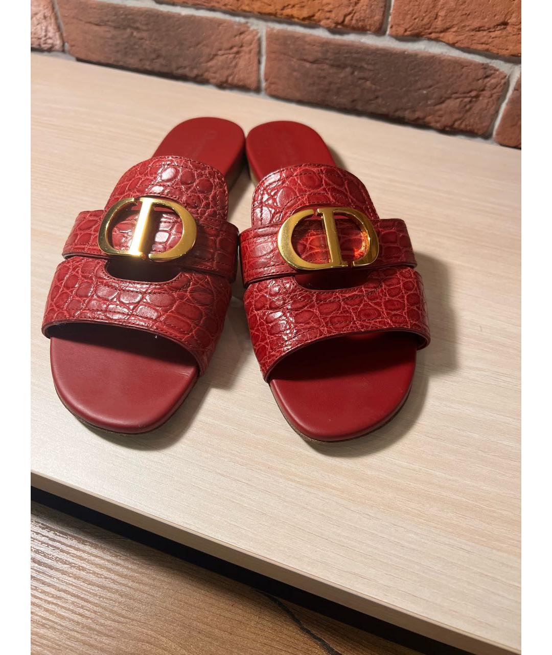 CHRISTIAN DIOR Бордовые мюли из экзотической кожи, фото 2