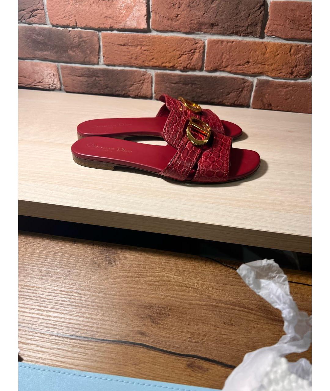 CHRISTIAN DIOR Бордовые мюли из экзотической кожи, фото 5
