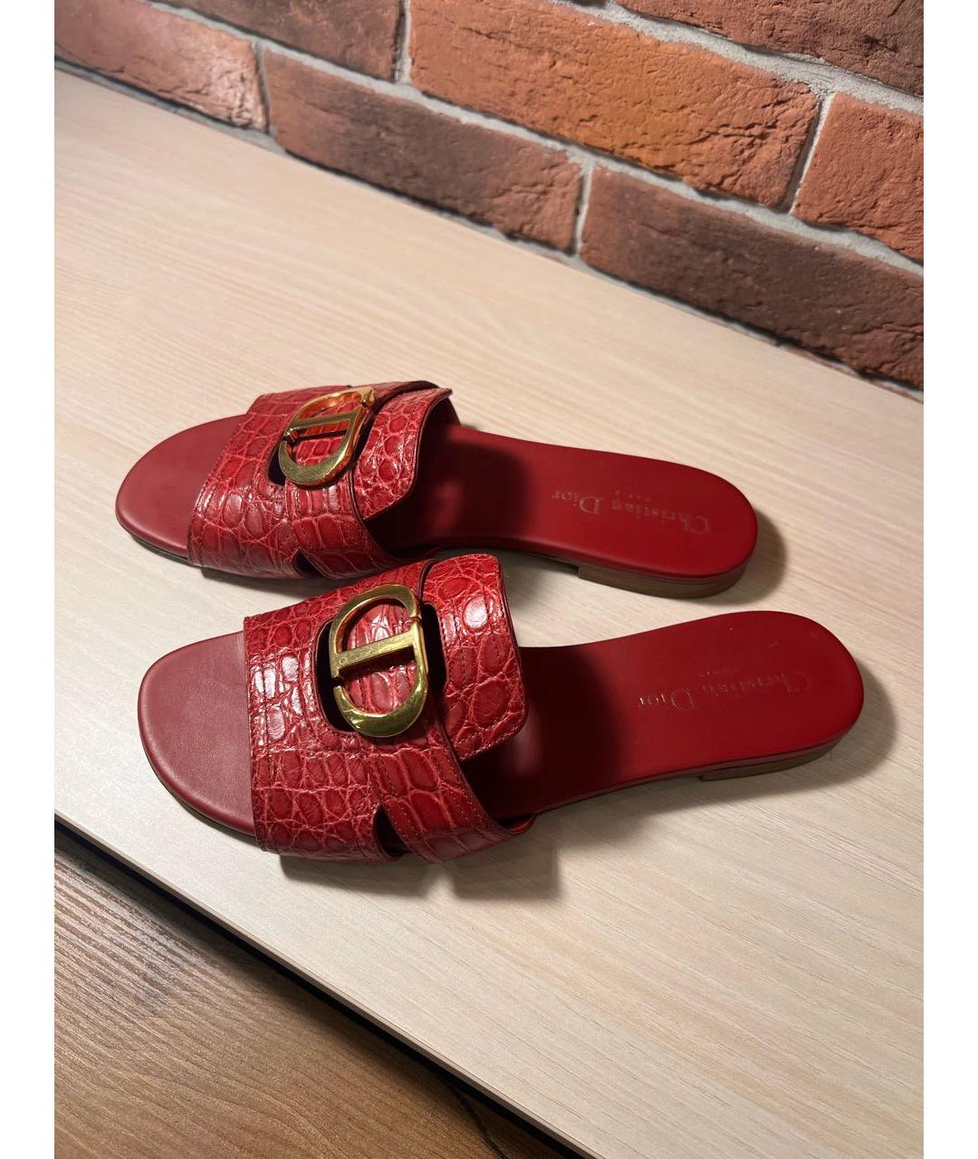 CHRISTIAN DIOR Бордовые мюли из экзотической кожи, фото 3