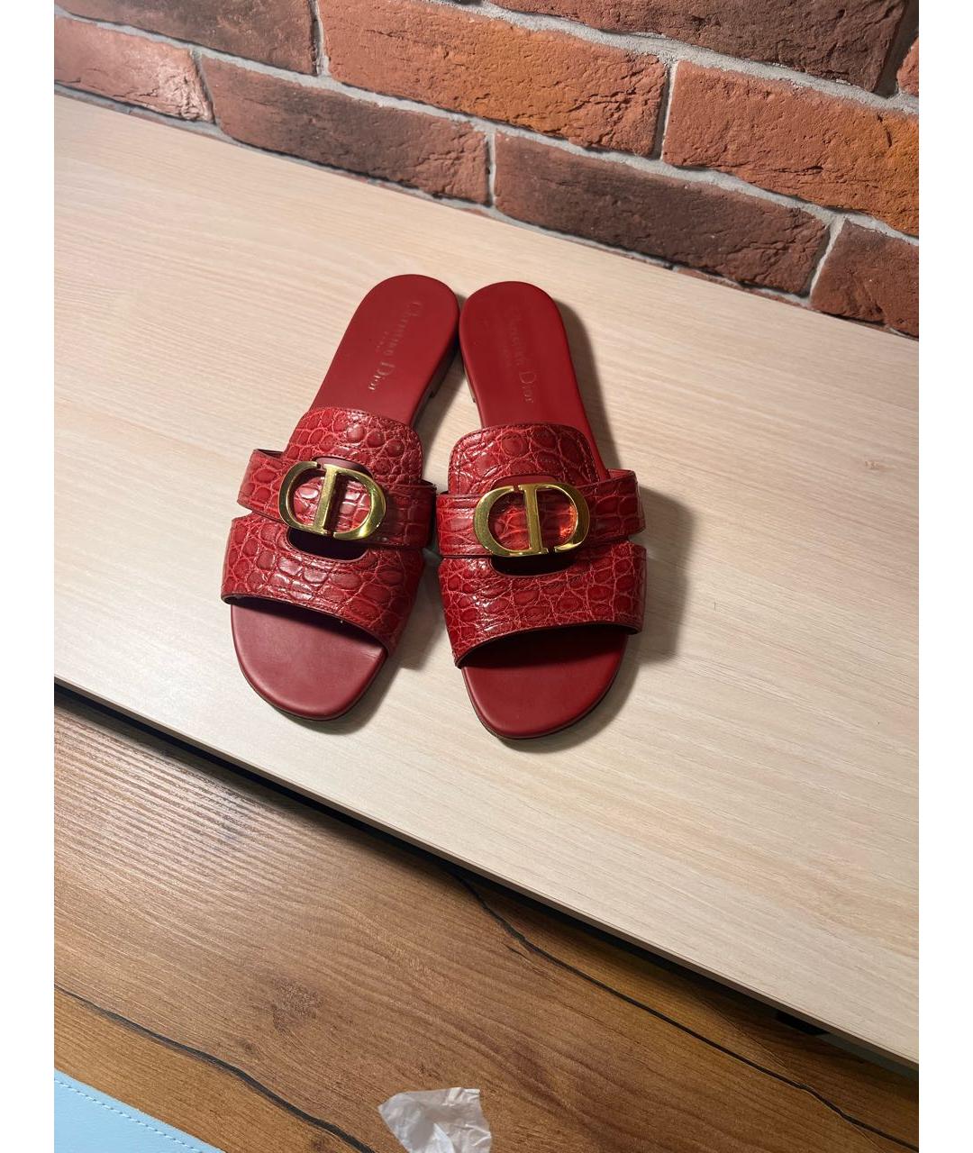 CHRISTIAN DIOR Бордовые мюли из экзотической кожи, фото 4