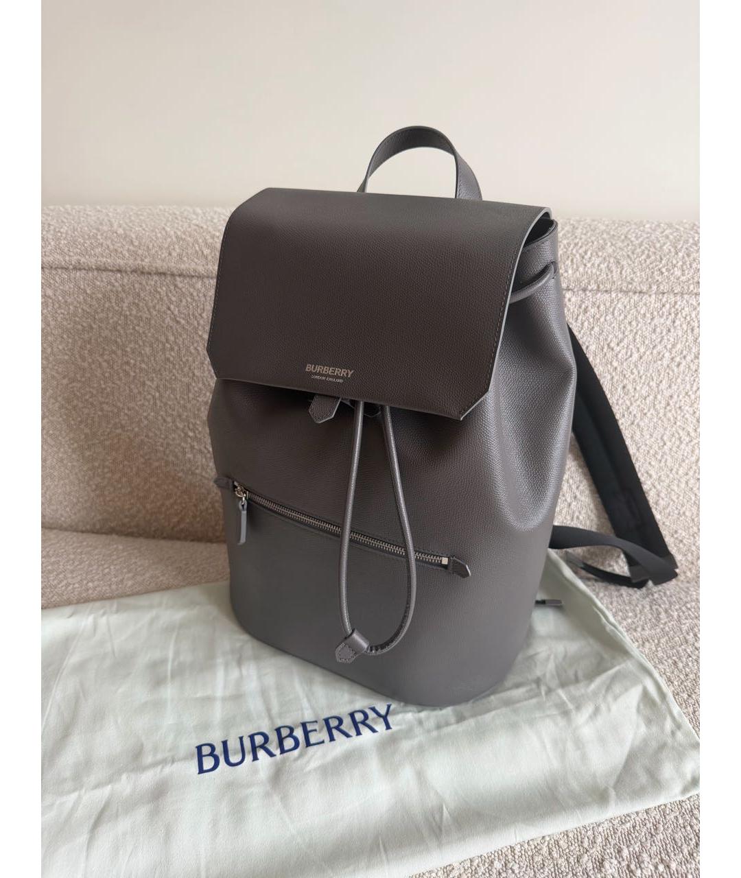BURBERRY Серый кожаный рюкзак, фото 4