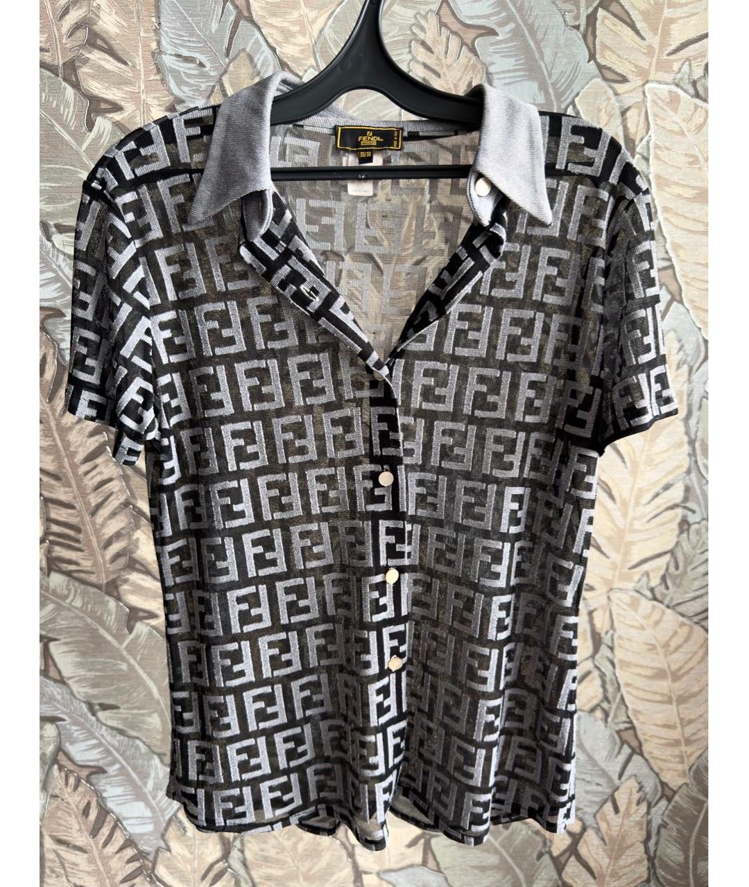 FENDI Черная вискозная блузы, фото 5