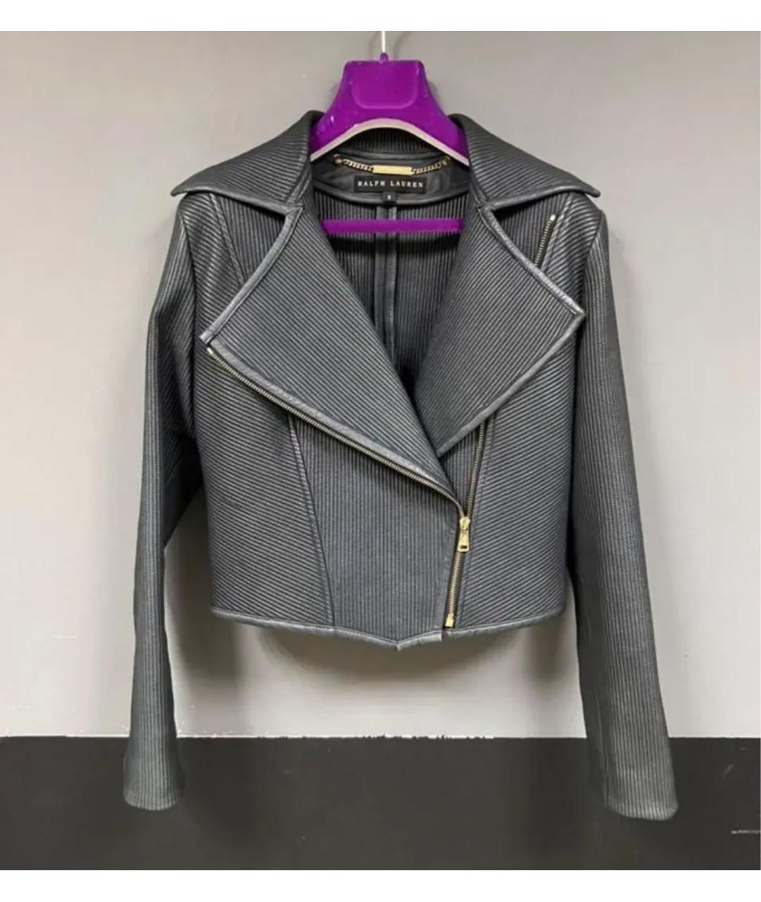 RALPH LAUREN Серая кожаная куртка, фото 2