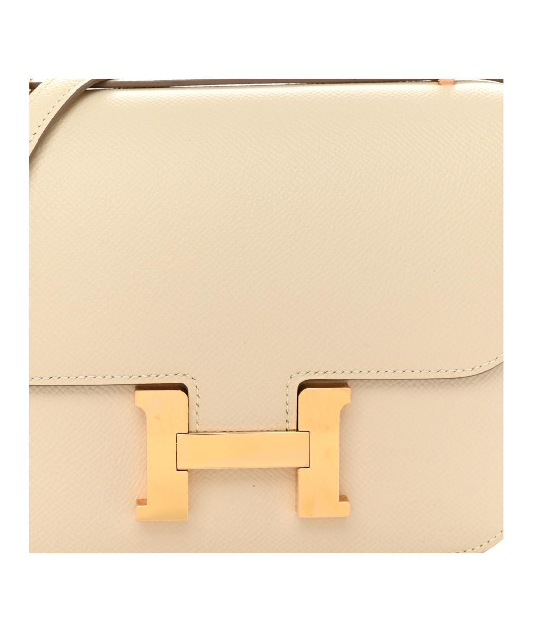 HERMES Бежевая кожаная сумка через плечо, фото 5