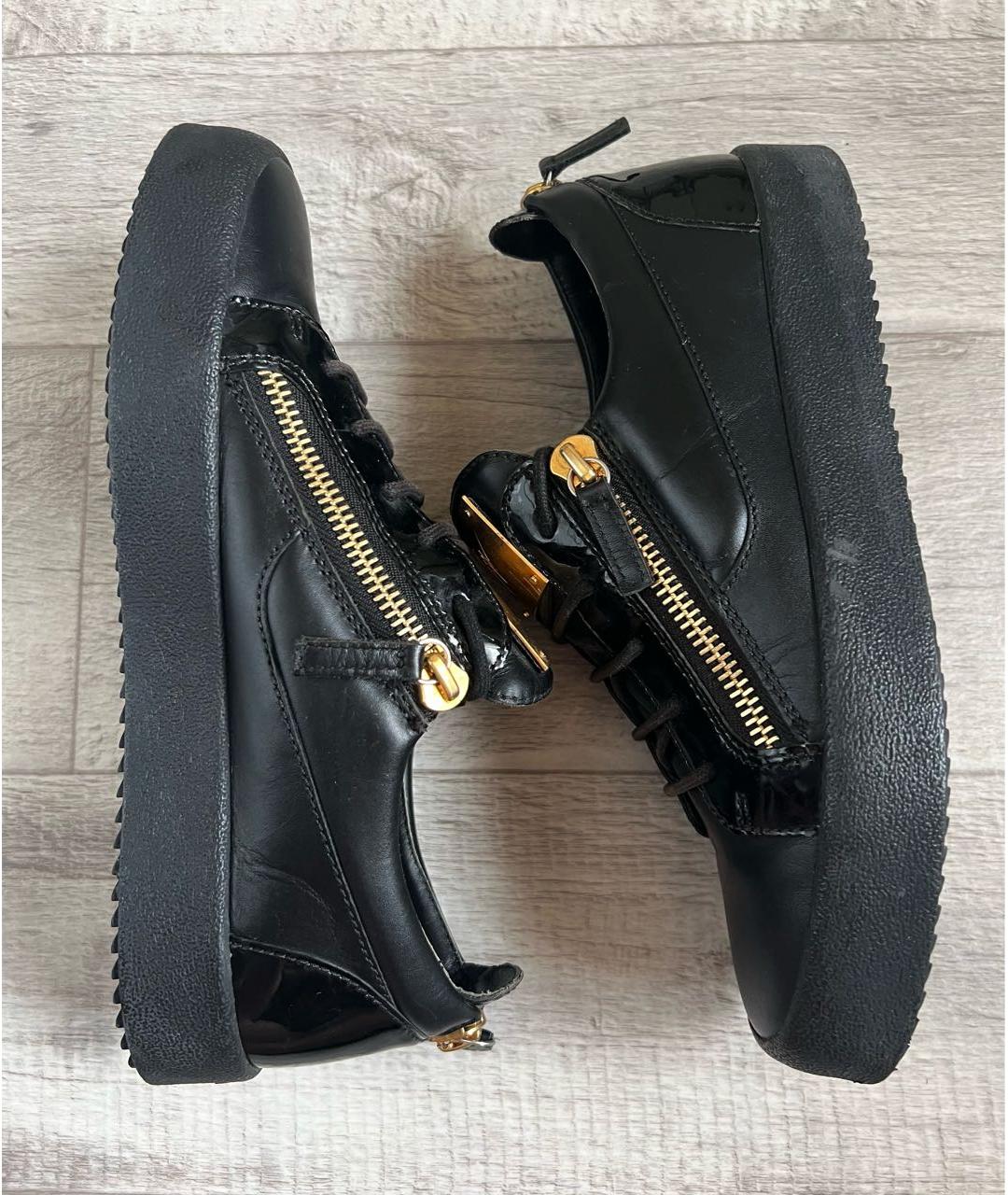 GIUSEPPE ZANOTTI DESIGN Черные кожаные низкие кроссовки / кеды, фото 5