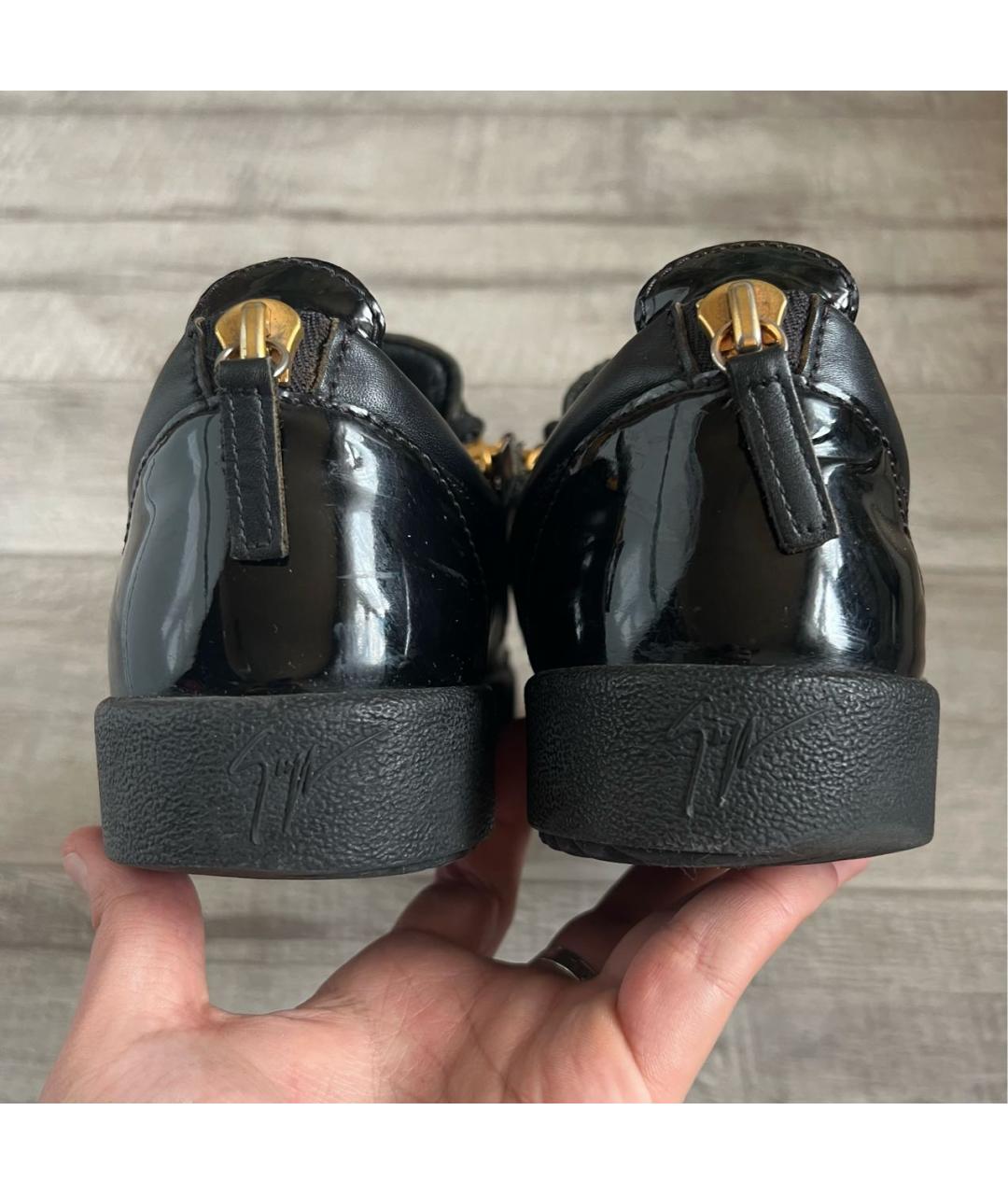 GIUSEPPE ZANOTTI DESIGN Черные кожаные низкие кроссовки / кеды, фото 6