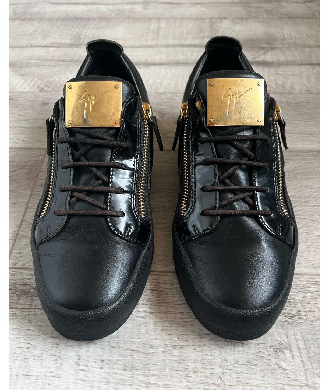 GIUSEPPE ZANOTTI DESIGN Черные кожаные низкие кроссовки / кеды, фото 3