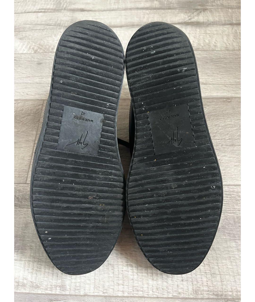 GIUSEPPE ZANOTTI DESIGN Черные кожаные низкие кроссовки / кеды, фото 7