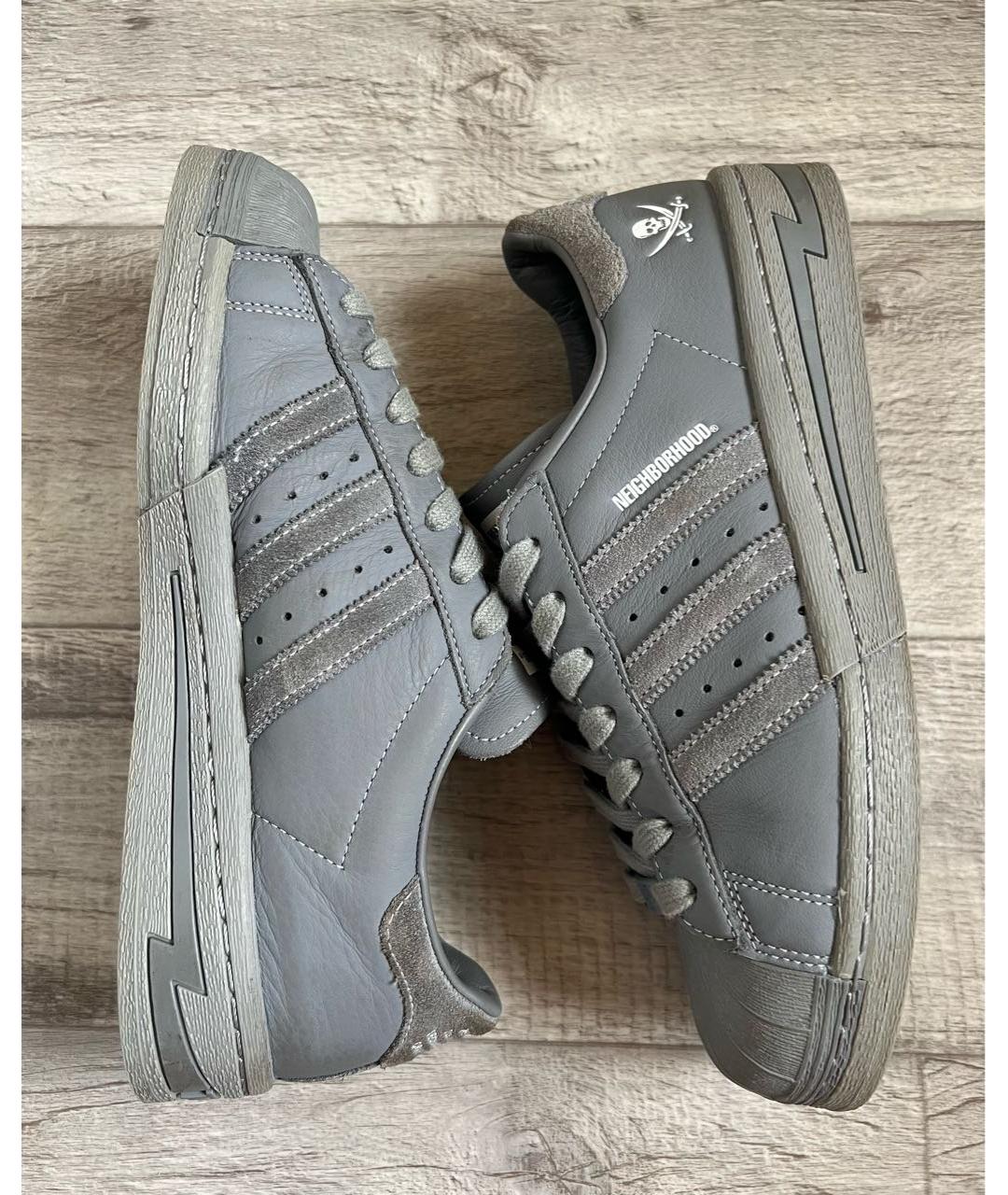 ADIDAS Серые кожаные низкие кроссовки / кеды, фото 5