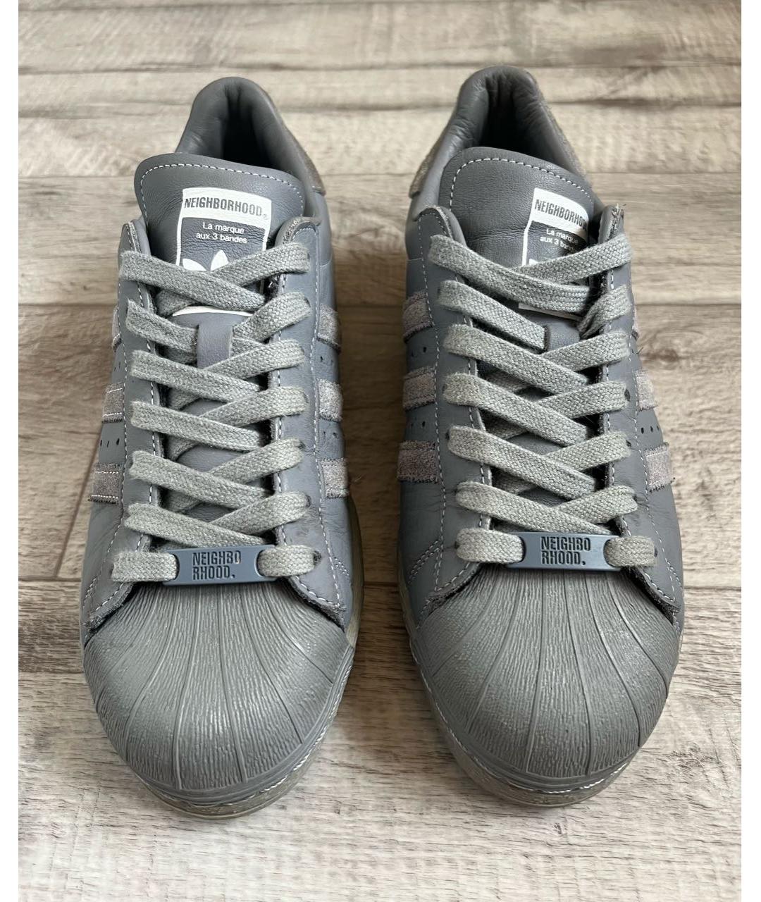 ADIDAS Серые кожаные низкие кроссовки / кеды, фото 3