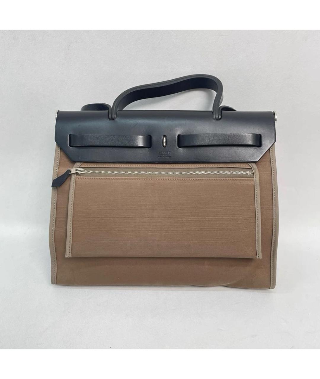 HERMES Бежевая тканевая сумка через плечо, фото 4