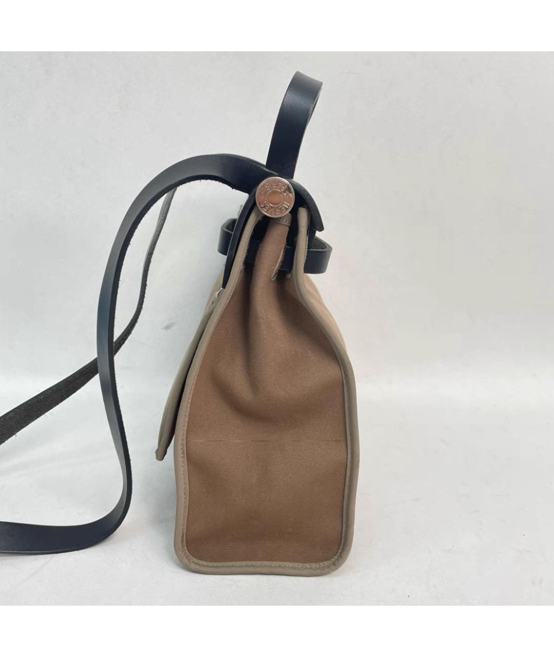 HERMES Бежевая тканевая сумка через плечо, фото 5