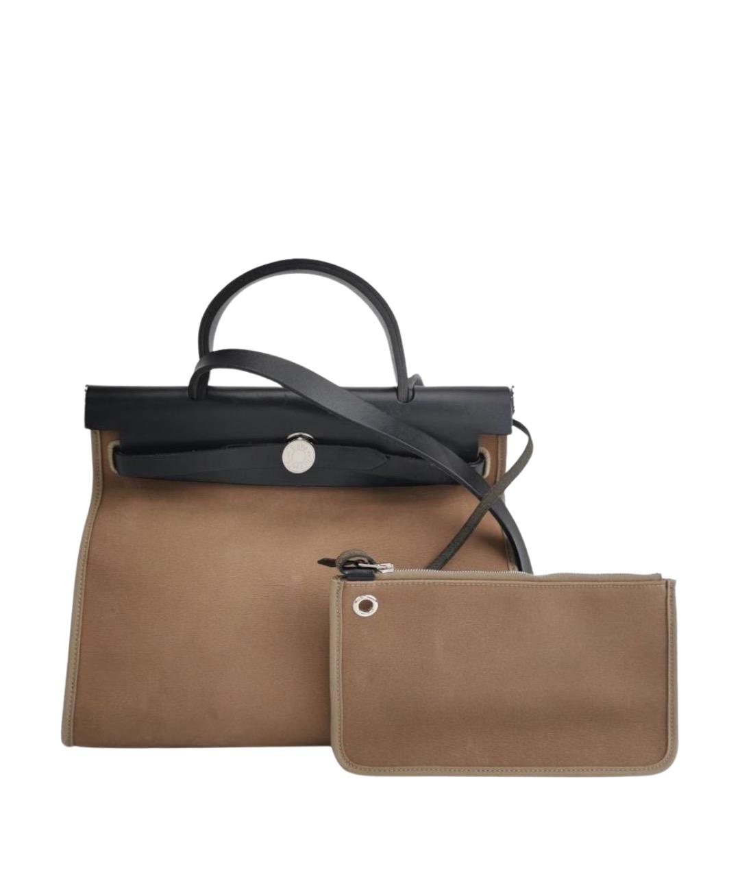 HERMES Бежевая тканевая сумка через плечо, фото 1