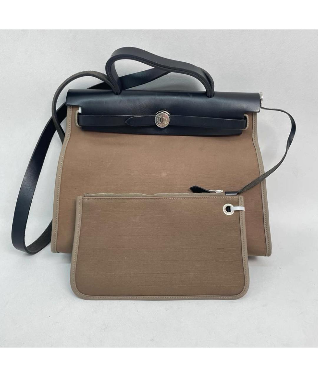 HERMES Бежевая тканевая сумка через плечо, фото 2