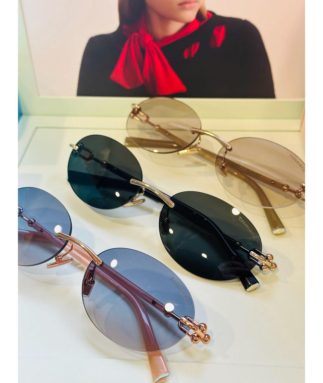 TIFFANY&CO Золотые металлические солнцезащитные очки, фото 5