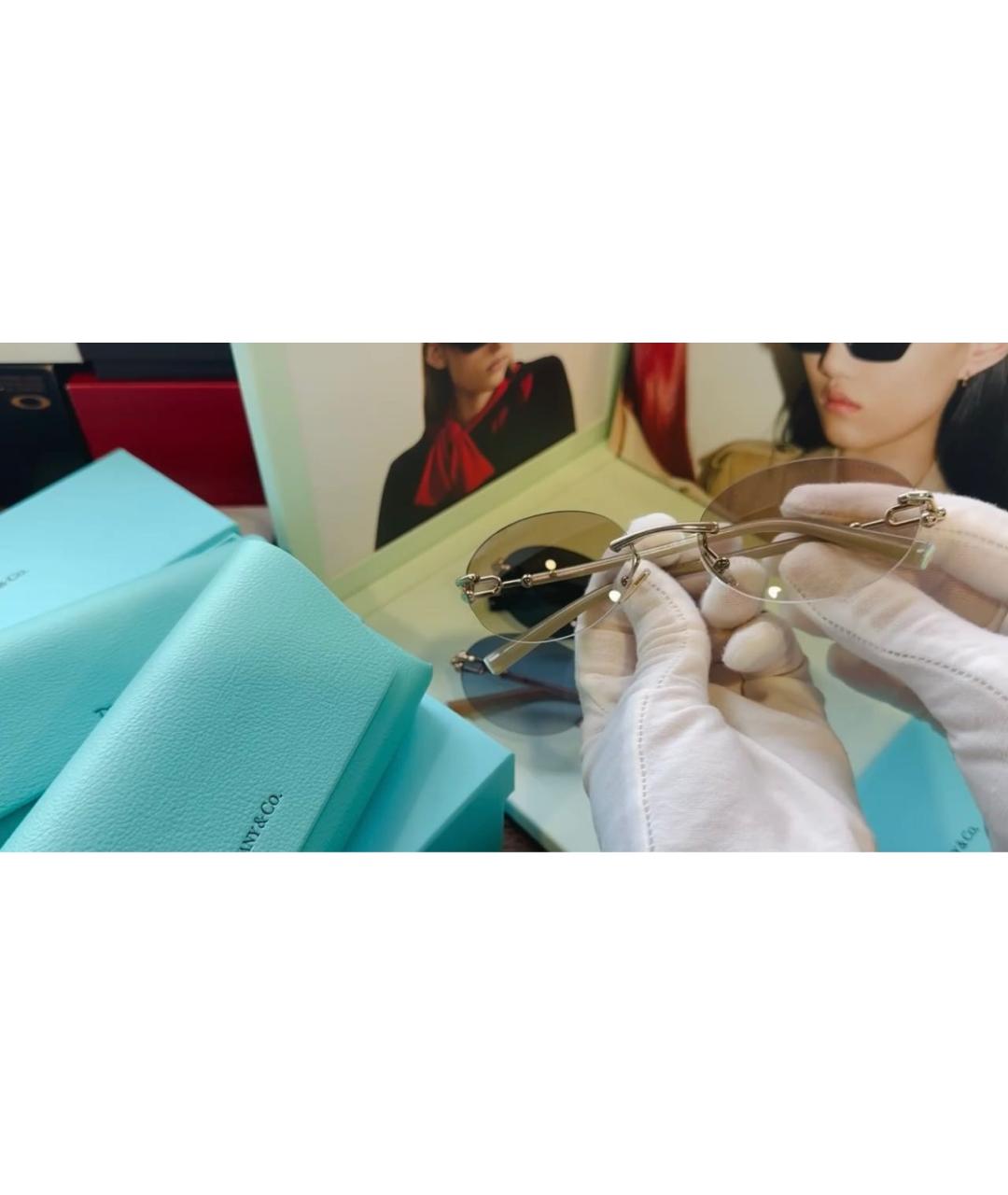 TIFFANY&CO Золотые металлические солнцезащитные очки, фото 4