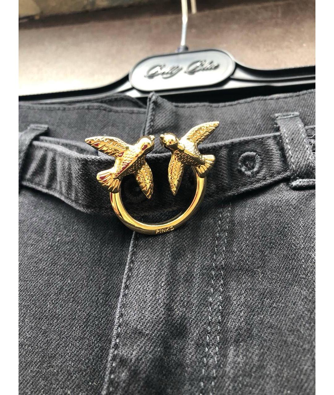 PINKO Антрацитовые хлопковые прямые джинсы, фото 7