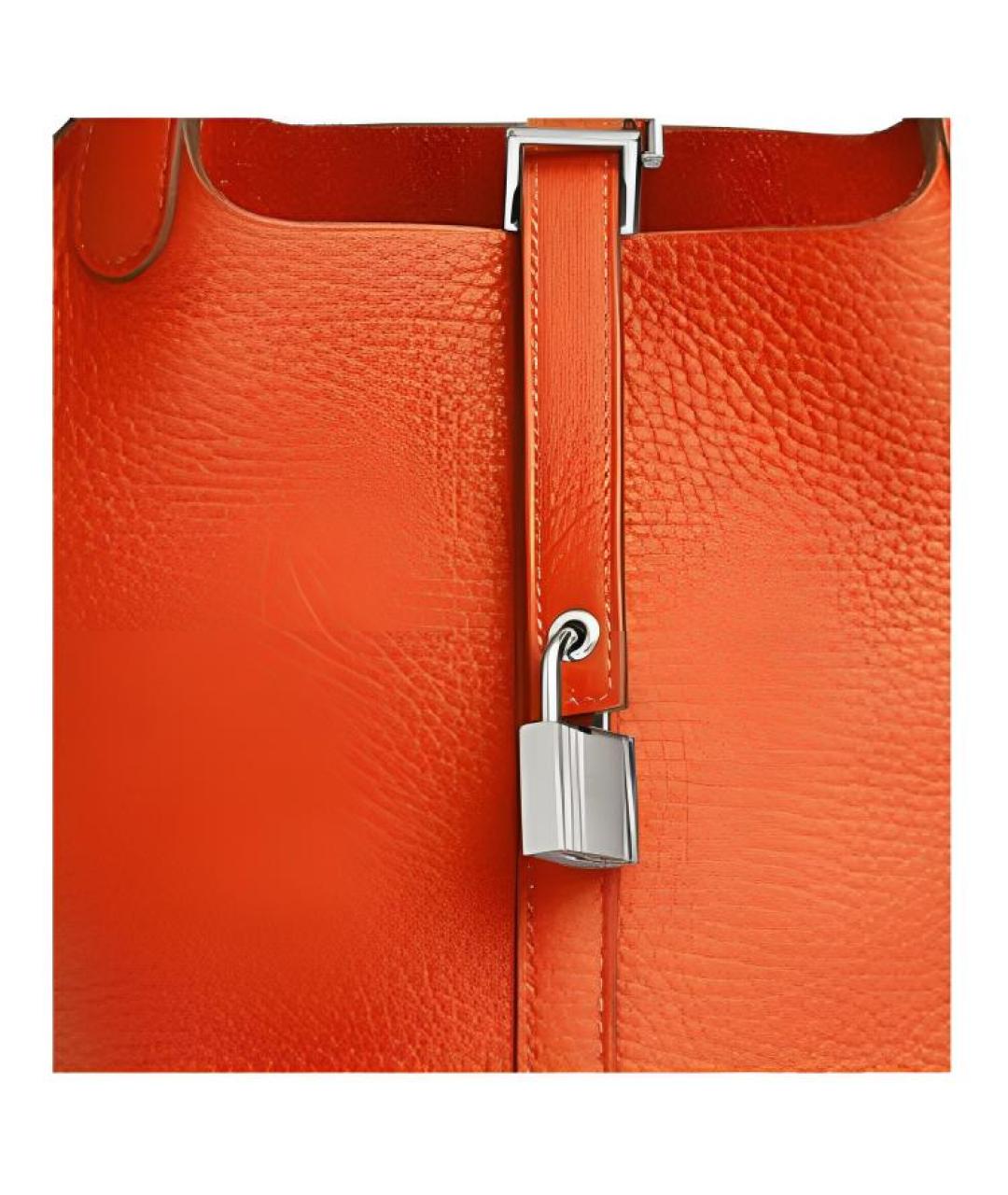 HERMES Оранжевая кожаная сумка через плечо, фото 5
