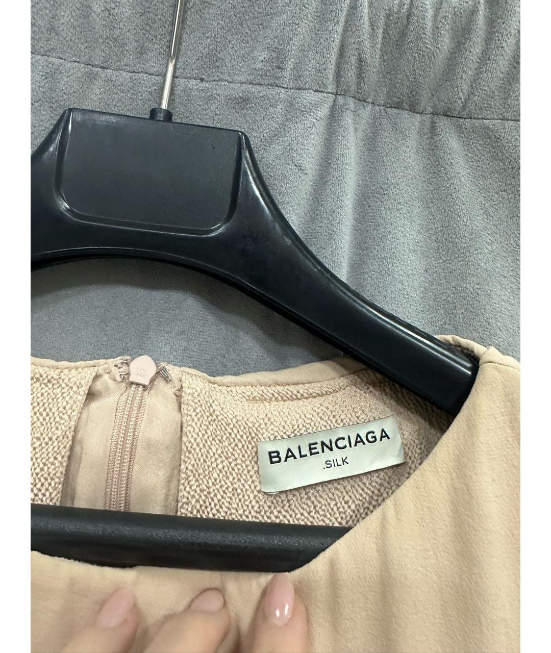 BALENCIAGA Бежевая шелковая блузы, фото 3