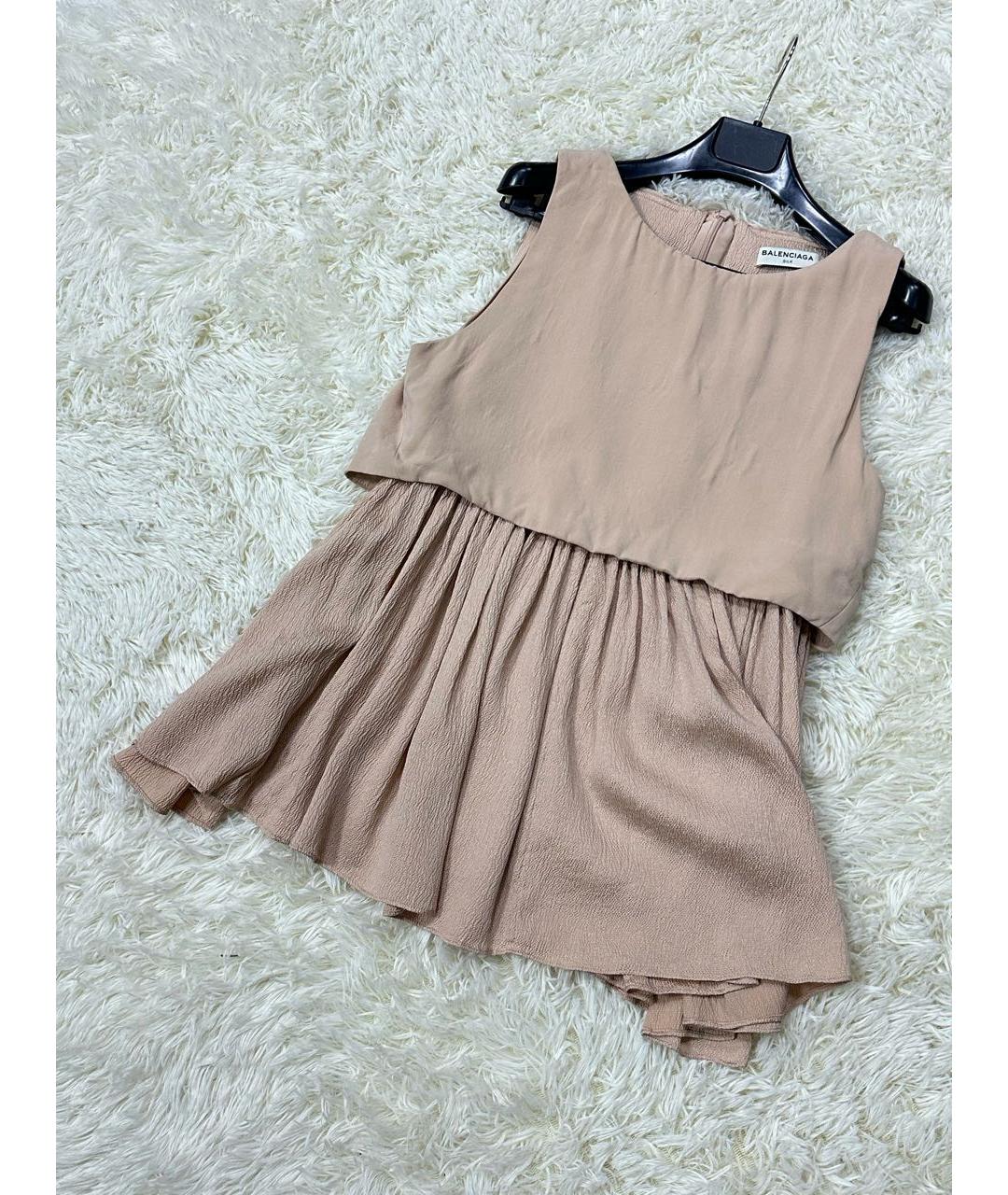 BALENCIAGA Бежевая шелковая блузы, фото 5