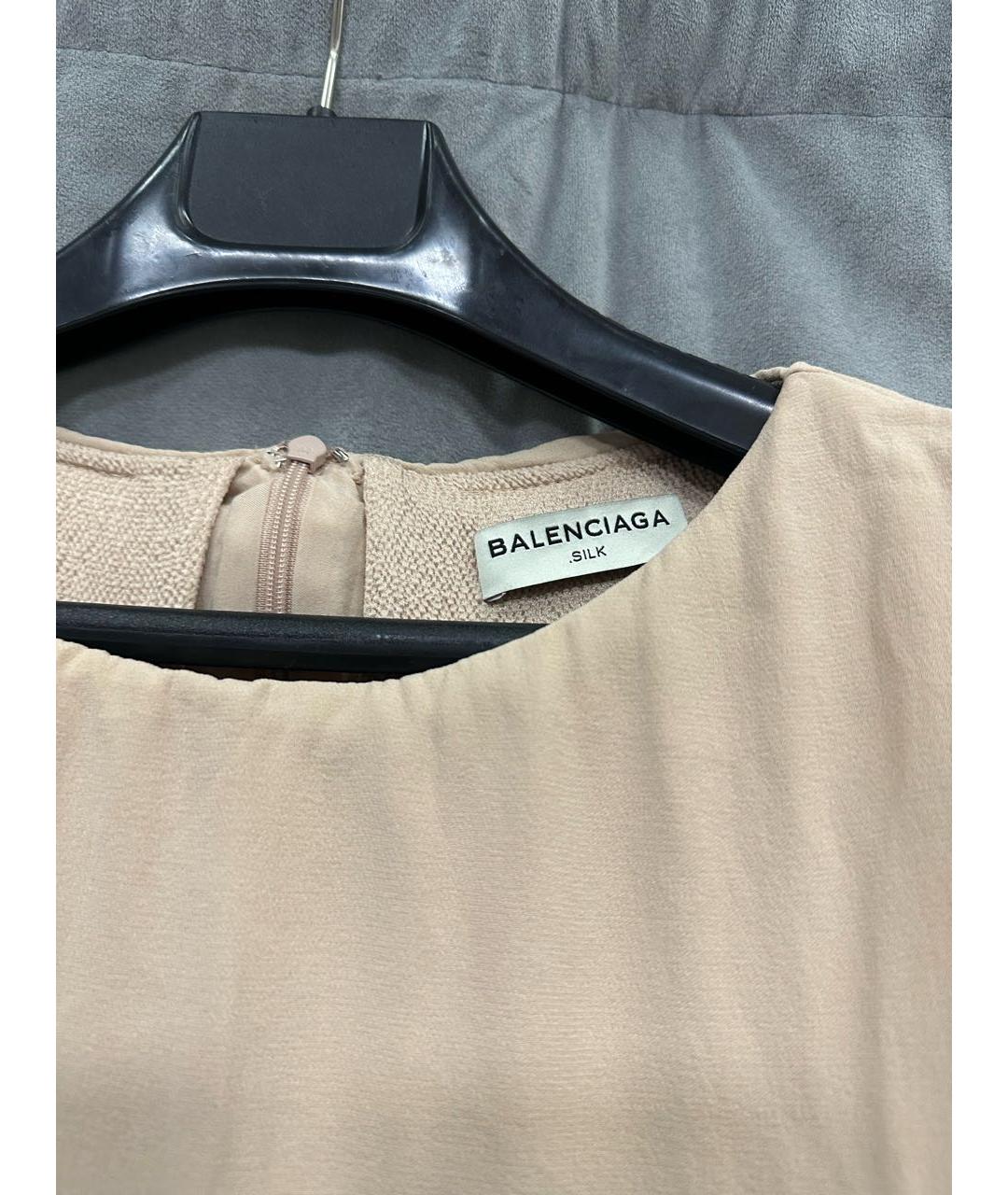 BALENCIAGA Бежевая шелковая блузы, фото 2