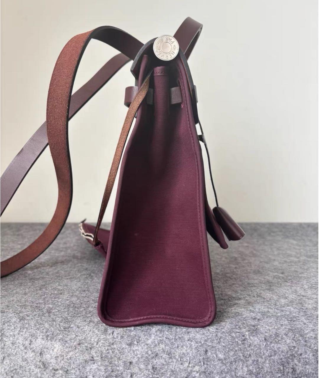 HERMES Бордовая тканевая сумка через плечо, фото 4