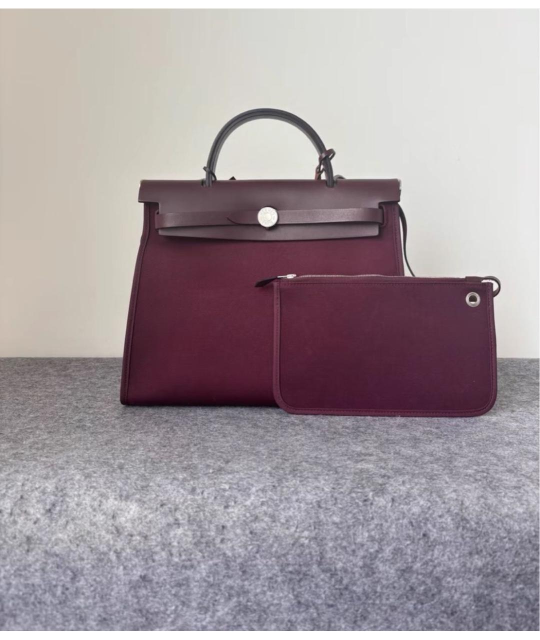 HERMES Бордовая тканевая сумка через плечо, фото 2