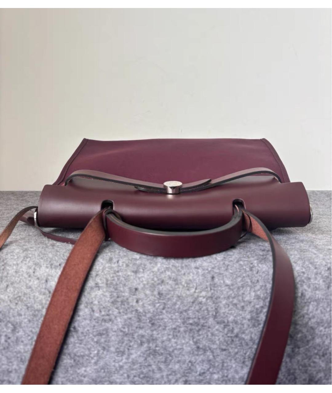 HERMES Бордовая тканевая сумка через плечо, фото 6