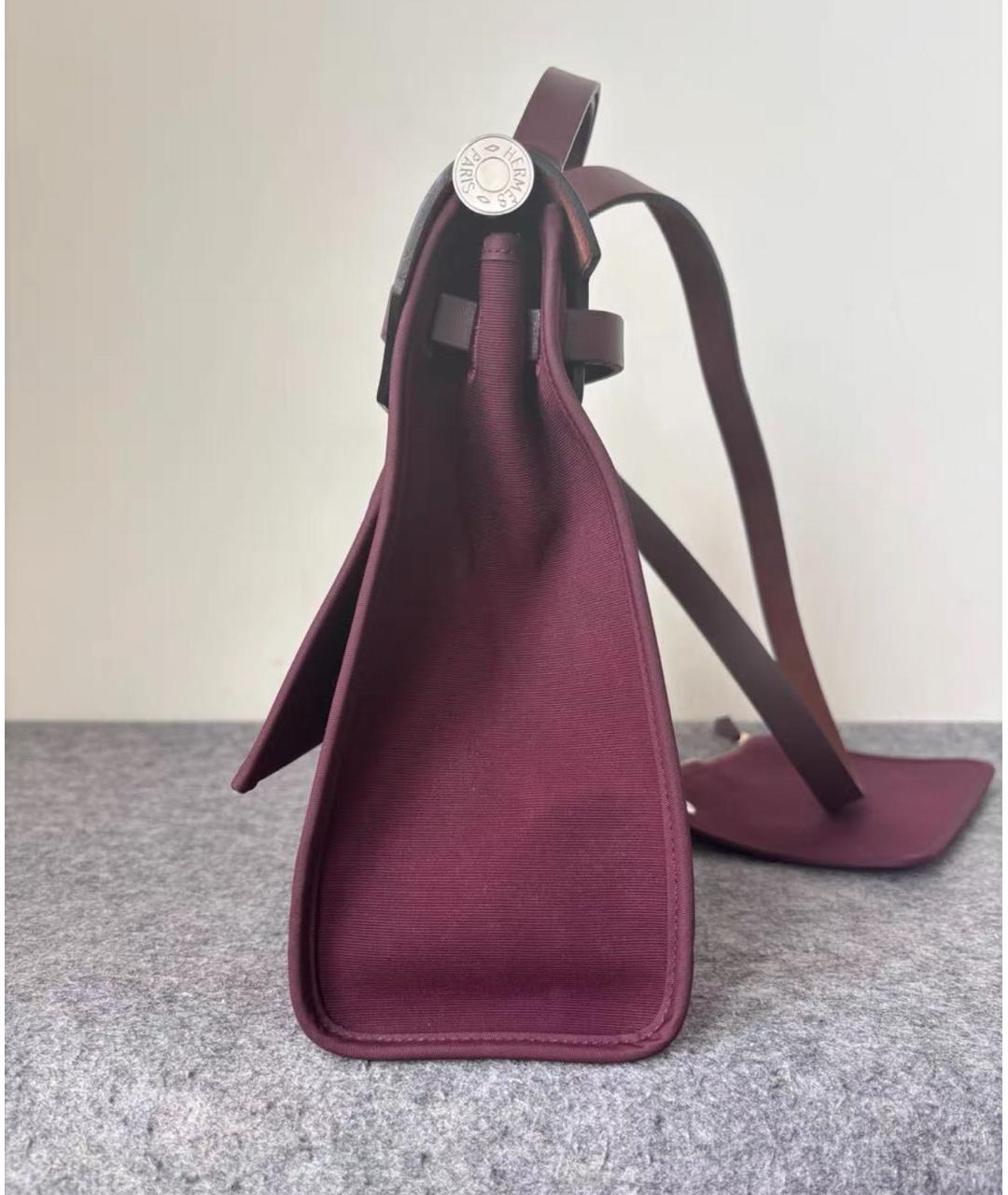 HERMES Бордовая тканевая сумка через плечо, фото 5
