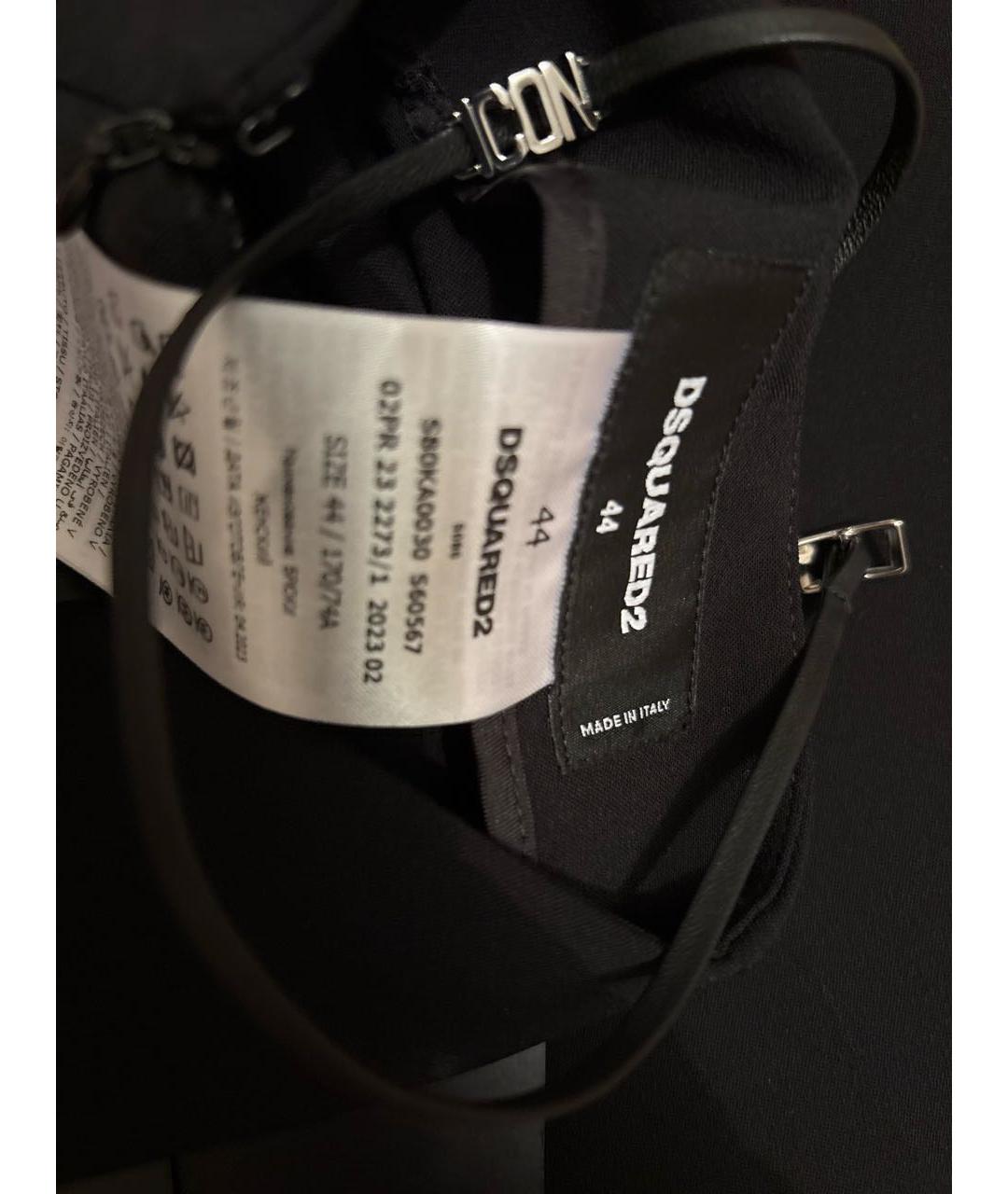 DSQUARED2 Черные полиэстеровые прямые брюки, фото 3