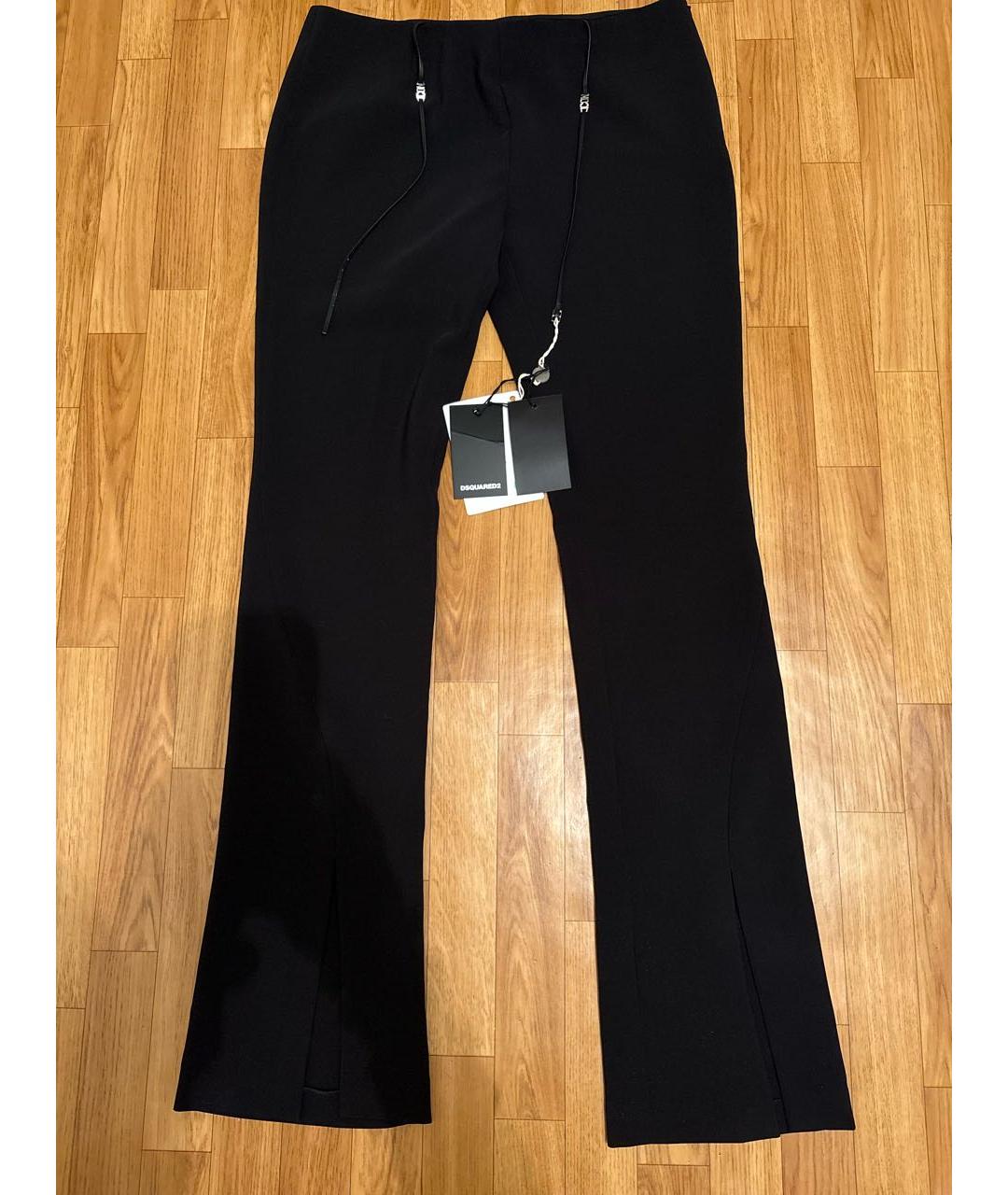 DSQUARED2 Черные полиэстеровые прямые брюки, фото 2