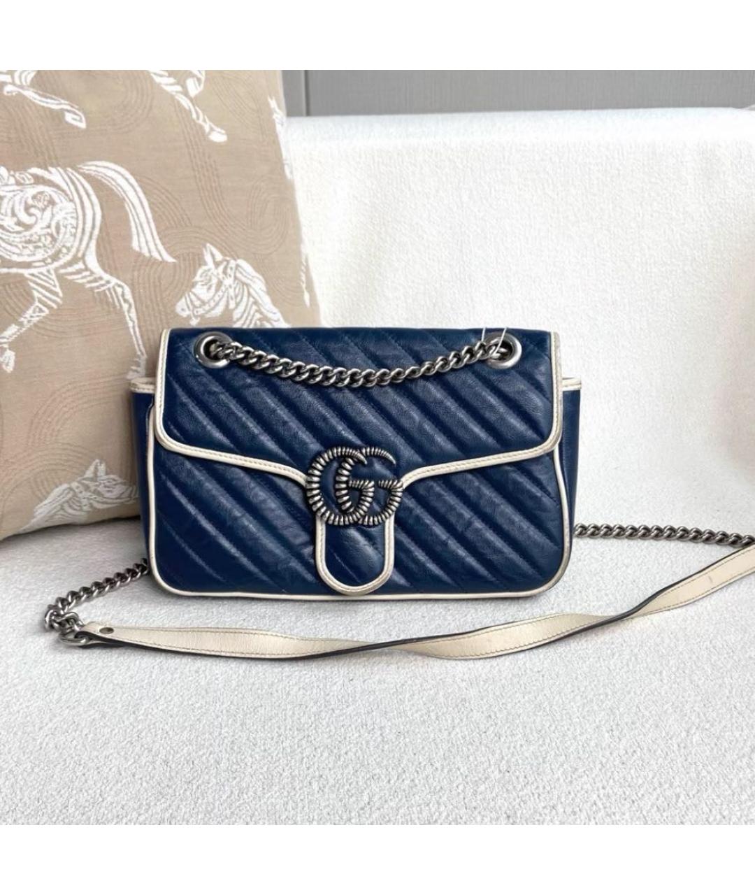 GUCCI Темно-синяя кожаная сумка через плечо, фото 2