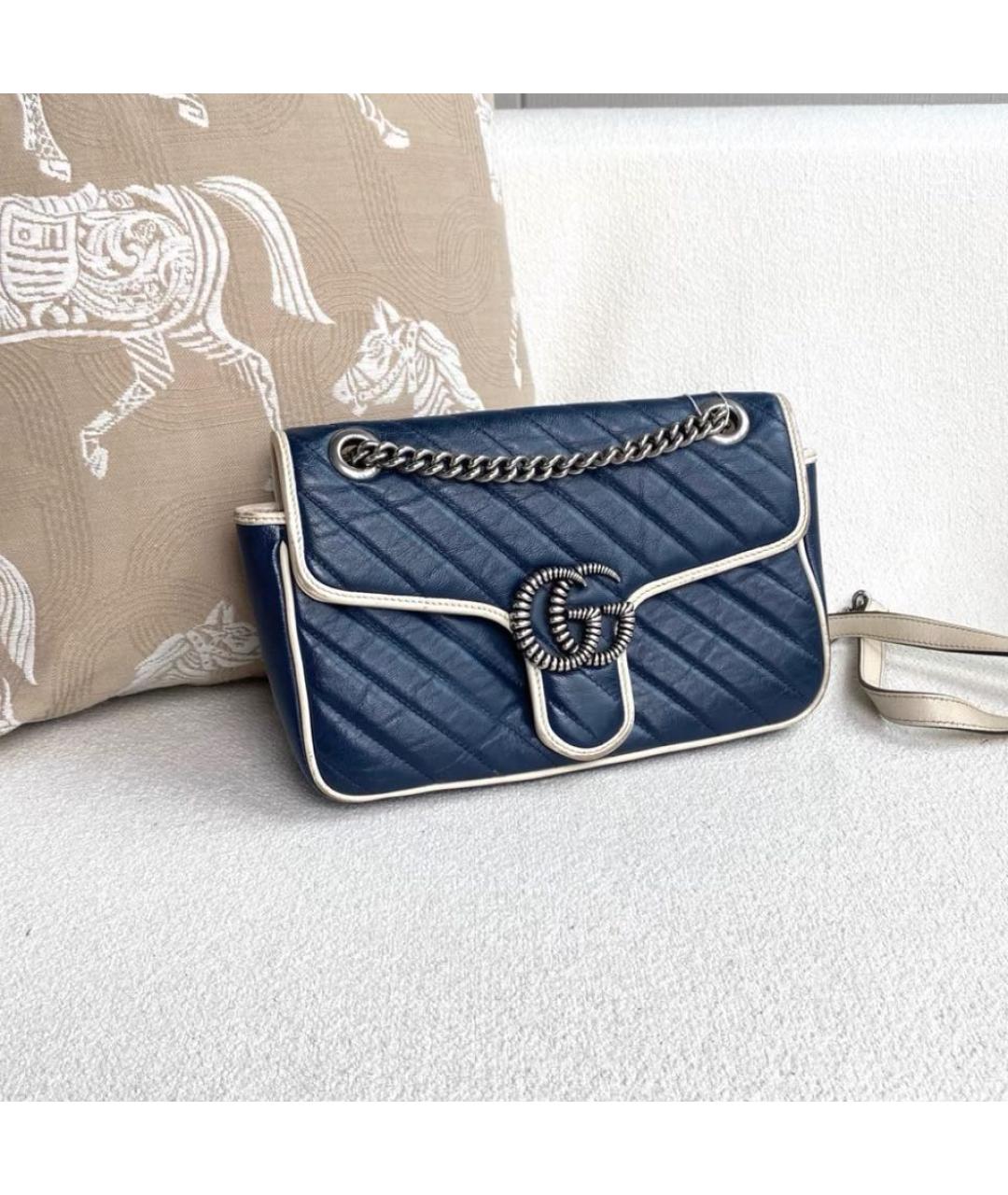 GUCCI Темно-синяя кожаная сумка через плечо, фото 5